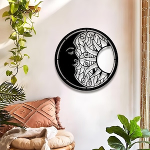 Sun and Moon Metal Wall Art | Celestial Design, Outdoor Decor, Stunning Wall Art, Unique Moon Sun Decor for Home Garden