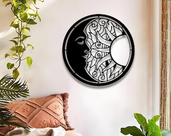 Sun and Moon Metal Wall Art | Celestial Design, Outdoor Decor, Stunning Wall Art, Unique Moon Sun Decor for Home Garden