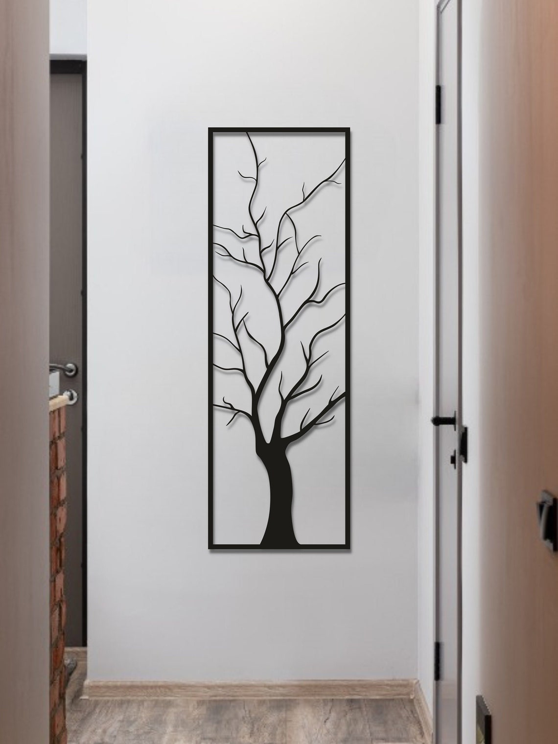 Tree Metal Wall Art Long Wall Decor Vertical Wall Decor Etsy