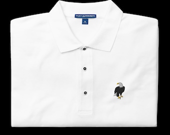 Men&#39;s Premium Eagle Embroidered Polo, Golf Polo, Golf Shirt