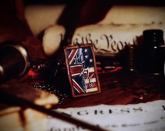 1776 American Leather Necklace—Handmade— Patriotic Jewelry— American Revolution— Independence Day, 4th of July Gifts