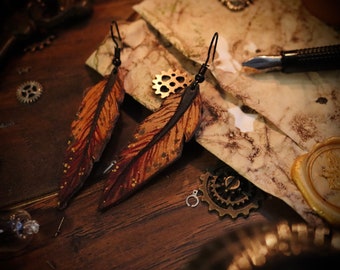 Handmade Leather Feather Earrings – Artisan Crafted Gifts