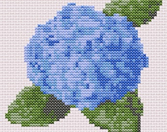 Padrão de ponto cruz de hortênsia - download instantâneo de PDF