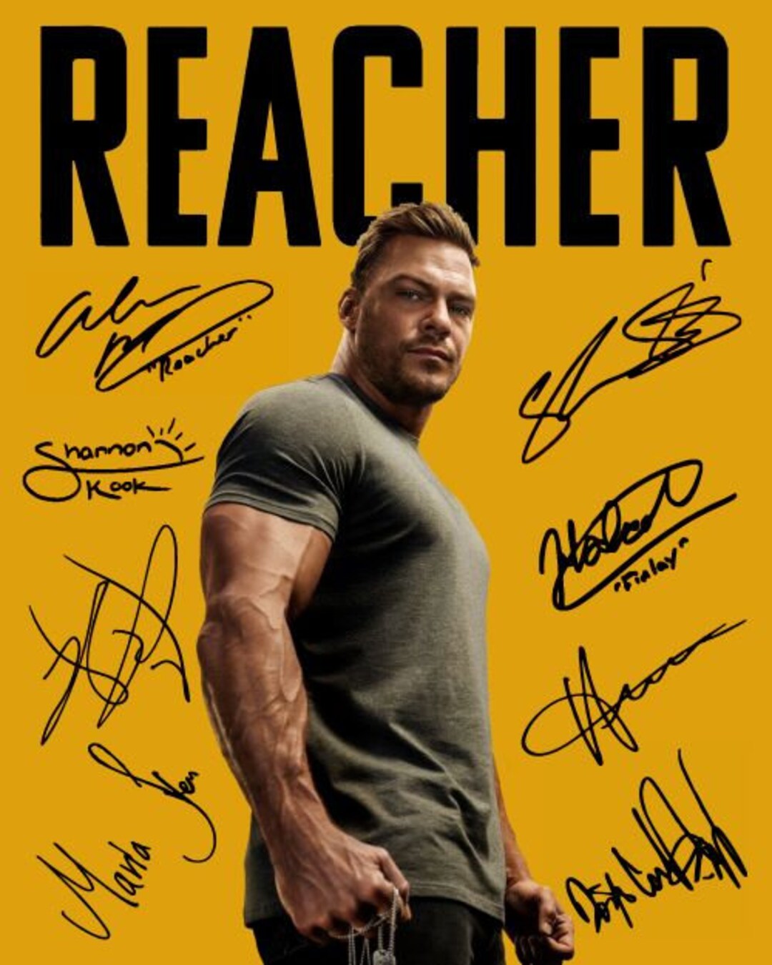 Reacher Staffel 2 Jack Reacher Reprint RP/Preprint PP Signiertes Autogramm Autogrammiertes Foto