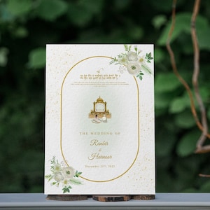 Pacote de modelo de convite de casamento Sikh floral de canto verde DIY, casamento indiano, convite hindu - download instantâneo