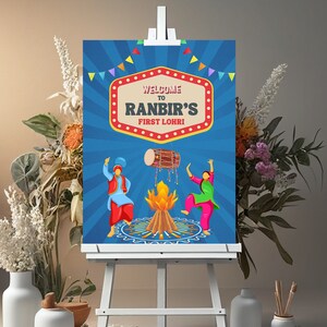 Vibrant First Lohri Celebration Welcome Sign - Punjabi Lohri Festival Decor - Digital Download