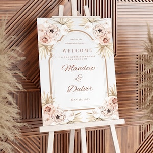 Boho Welcome Sign | Anand Karaj | Sikh Wedding sign | Customize | Digital Download