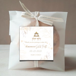 Sukhmani Sahib / Akhand Path - Favor de fiesta / Etiqueta de regalo para la función Sikh Punjabi/India - Plantilla Canva de descarga instantánea