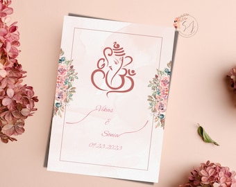 DIY Hindu Wedding Invitation Template, Indian Wedding, Hindu Invitation - Instant Download