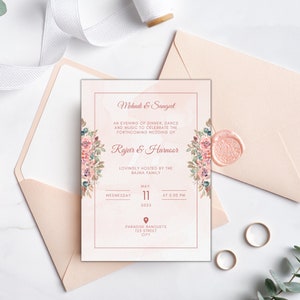 Complemento de modelo de convite rosa DIY Sangeet - download instantâneo para digital ou impressão - outros complementos de eventos disponíveis