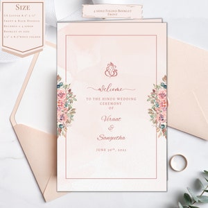Hindu Wedding program guide, Tamil hindu Wedding guide customizable & printable for all wedding programs - Instant Download Template