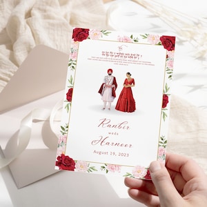Pacote de convite de casamento Sikh de rosas vermelhas DIY download instantâneo | Mayian, Jaggo, Mehndi, Anand Karaj, Recepção, RSVP, tudo em um