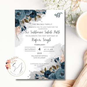 Sukhmani Sahib Invitation Card for Sikh Punjabi/Indian function