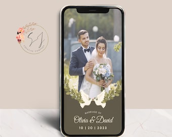 Custom Romantic Instagram, Facebook Wedding, Engagement, Bridal shower Filter with Bride and Groom Names | Personalized Date Filter.