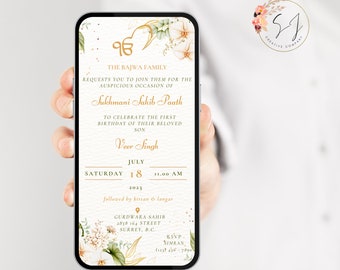 Sukhmani Sahib Paath Invitation - Instant Digital Download Template - Beige Calm Background