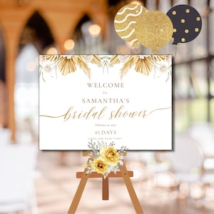 Customizable Bridal Shower Welcome Sign | Golden bridal shower sign - elegant decor