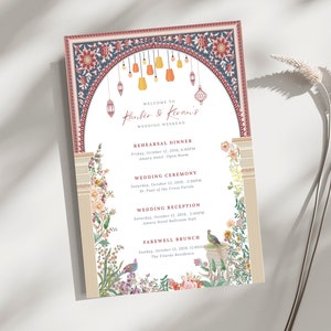 Itinerário de fim de semana de casamento elegante 6x9 | Modelo de Canva para download instantâneo DIY