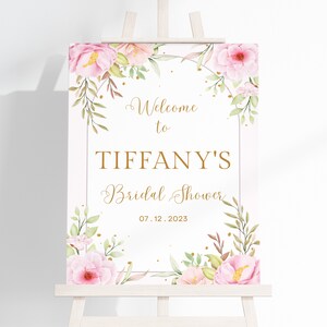 Customizable Bridal Shower Welcome Sign Template, Download and Print, Floral Decor - Elegant wedding decor