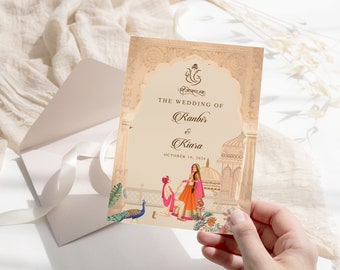 DIY Royal Traditional Hindu Wedding Invitation Bundle instant download | Haldi, Mehndi, Sangeet, Reception all in one Instant Download