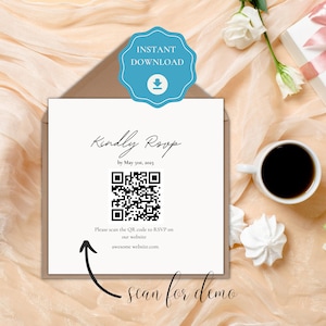 Insertion de code QR de site Web de mariage imprimable, téléchargement immédiat, carte de site Web de mariage, insertion de détails de mariage de code QR, cartes de cérémonie