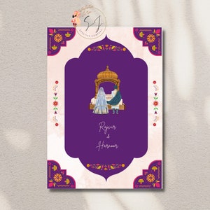 Convite de casamento Royal Sikh, Anand Karaj, convite de casamento em Punjabi, download instantâneo