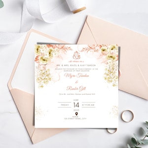 Pacote de cartão de casamento hindu para todos os eventos Casamento, Sangeet, Mehndi, Recepção, tudo em um - Design elegante
