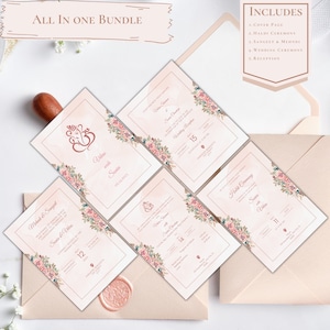 Pacote de convites para casamento hindu para download instantâneo | Haldi, Sangeet, cerimônia de casamento, recepção, tudo em um