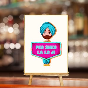 Punjabi Wedding functions Bar Sign | Peg Sheg Sign | Desi party sign | 3 sizes included - Instant Digital Download