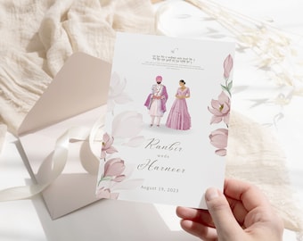 Sikh Wedding Invitation Bundle Instant Download Custom Illustration  | Maiyan, Jaggo, Mehndi, Anand Karaj, Sangeet, Reception all in one