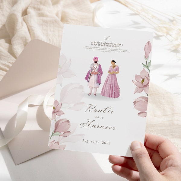 Paquete de invitación de boda sij Descarga instantánea Ilustración personalizada / Maiyan, Jaggo, Mehndi, Anand Karaj, Sangeet, Recepción todo en uno