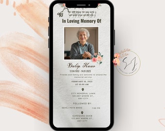 Sikh Funeral Invite, Punjabi Funeral digital invite, Gurdwara Invite, First Barsi, Whatsapp Invite