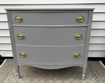 Federal Bowfront Dresser Small in Glossy Taupe / Grey