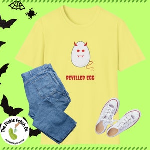 Devilled Egg Shirt, Halloween Tee Shirt, Spooky Season Tee Shirt, Horror Fan Gift for Egg Lovers, Fun Foodie Tee, Funny Food Pun