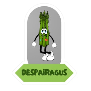 Désespoir Vinyl Sticker Sticker, Moody Decal, Funny Asperge Sticker, Aparagus Lover Gift, Food Pun, Cute Asperge Decal, Asperge Design