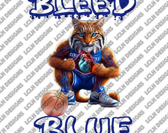 Bleed Blue #3, Scratch the Wildcat, blue at heart, bleed for Kentucky, PNG, Sublimation, Drip Font, Royal Blue, Kentucky, Wildcat Heart