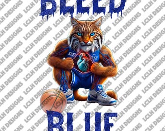 Bleed Blue, Scratch the Wildcat, blue at heart, bleed for Kentucky, PNG, Sublimation, Drip Font, Royal Blue, Kentucky, Wildcat Heart