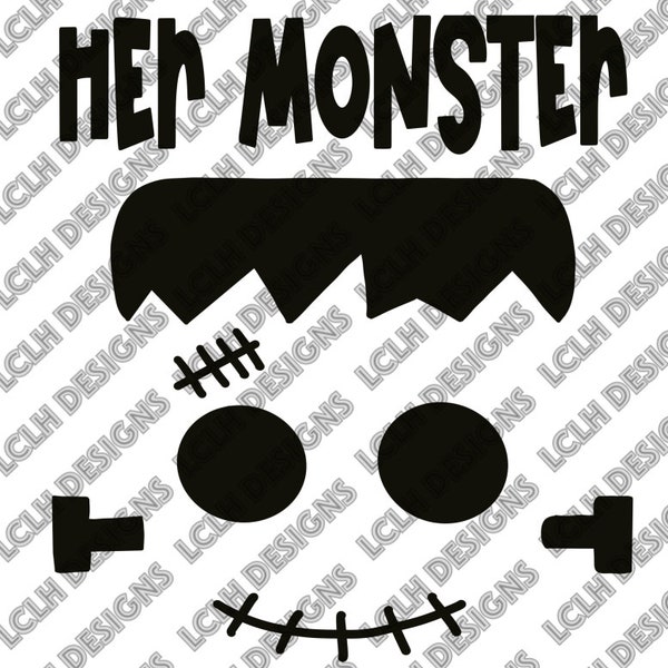 Her Monster Sublimation Design, Frankenstein, Couples halloween shirt, Her Monster, stitches, Monster, PNG, Sublimation