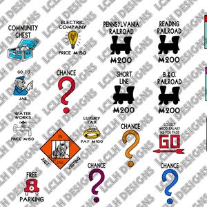 Gioco da tavolo di gestione immobiliare Costume di gruppo da 39 pezzi, PNG, 300 DPI, download digitale, sublimazione, pacchetto di costumi di gruppo
