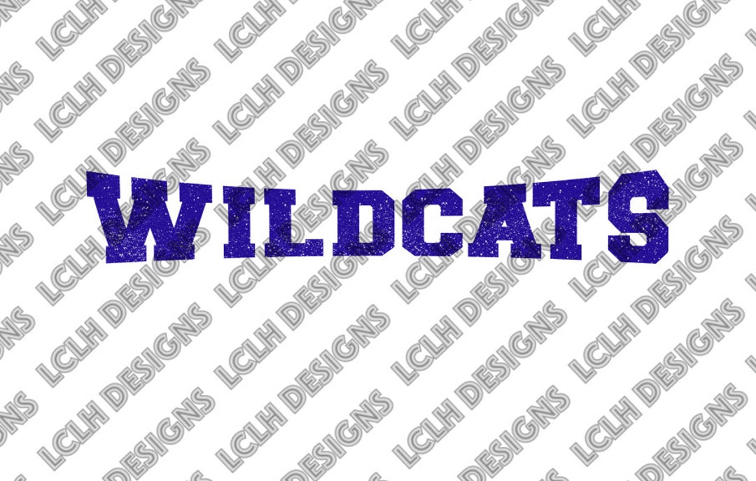 Wildcats Blue With White Splatter, Varsity, Font, Human Created, PNG ...