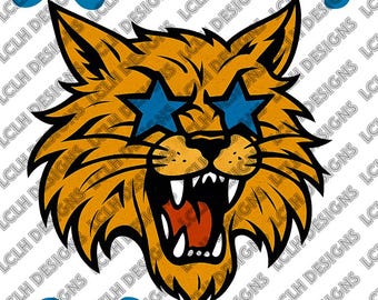 Wildcats, PNG, 300 DPI, Ready for sublimation or DTF printing! Kentucky Strong, Starry Eyed Cat, Blue Star, Go Cats!