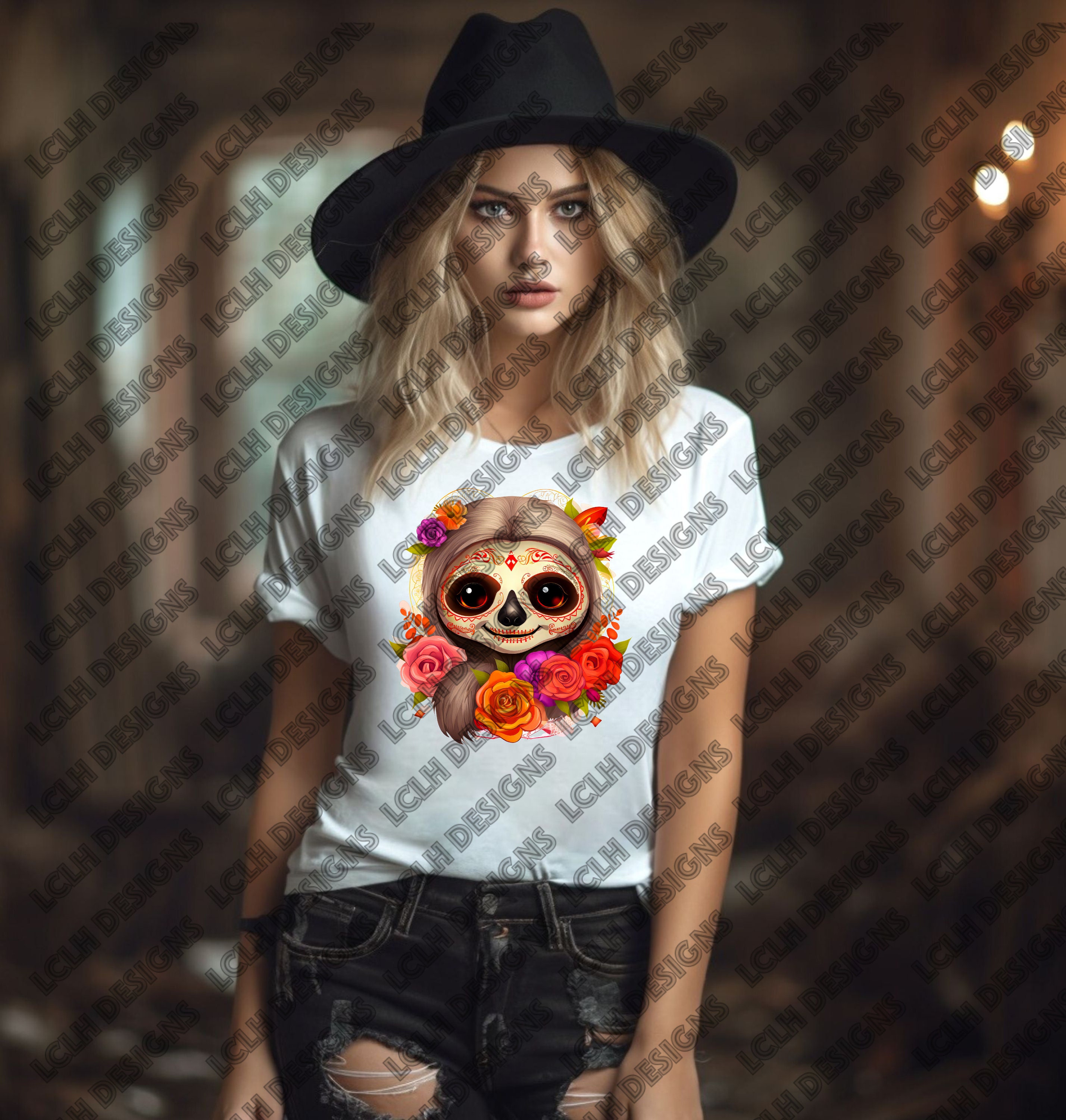 Dia De Los Muertos Sloth Mini-bundle 4-pack, 300 DPI, PNG, Dia De Los