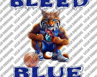 Bleed Blue #2, Scratch the Wildcat, blue at heart, bleed for Kentucky, PNG, Sublimation, Drip Font, Royal Blue, Kentucky, Wildcat Heart