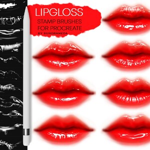 Procreate Realistic Lip Gloss stamps, Glitter brushes for Procreate, Realistic lips brushes, Lip gloss clipart