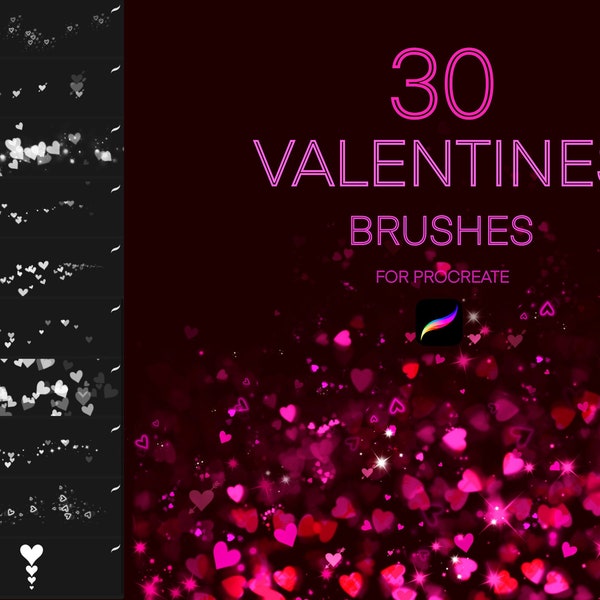 Procreate Valentine's Day Brushes. Procreate lights. Procreate love stamps. Procreate Heart Brush. Procreate Shine brushes