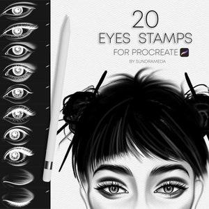 Procreate Eyes stamp brushes, Realistic digital eye, Eye Sketches, Procreate Face, Eye Drawing, Beginner brushes