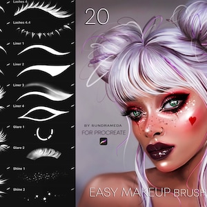 Procreate makeup brushes. Procreate eye makeup stamps. Easy Makeup Brushes. Procreate eyeliner, eyeshadow stamp. Portrait brushes.