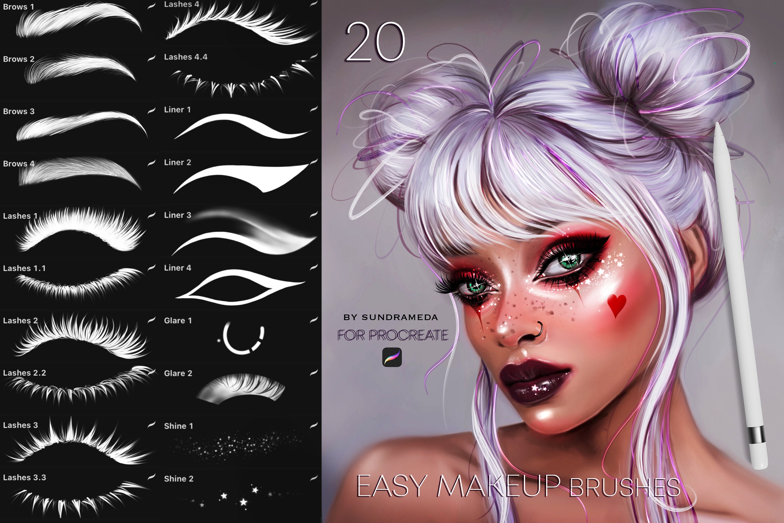 Procreate Makeup Brushes. Procreate Eye Makeup Stamps. Easy Makeup