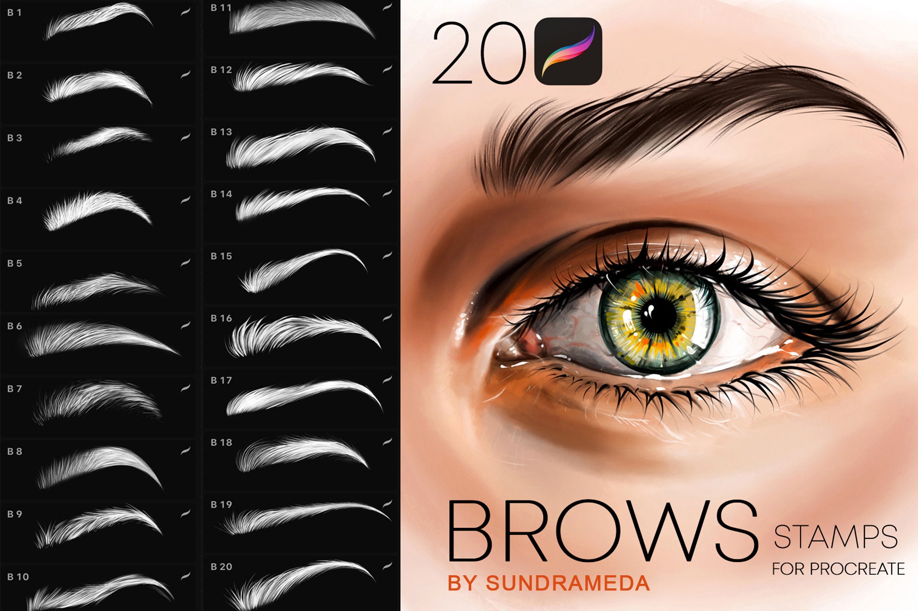 Procreate Eyebrows Stamps Brushes. Realistic Eyebrow Stamp. Brows
