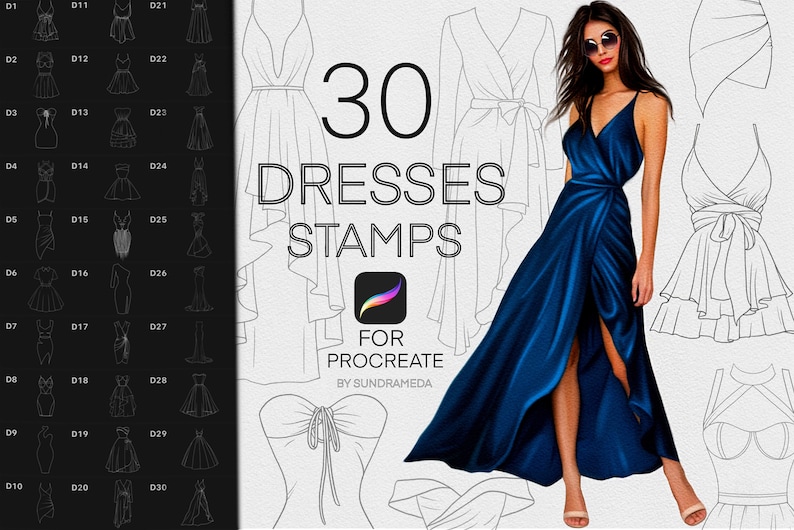 Procreate Dress Stamp Brushes, Procreate Clothes Stamp, Procreate