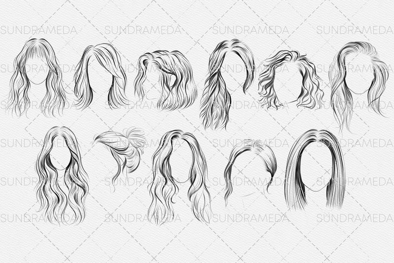 Hairstyle Brushes for Procreate, Procreate Hair Stamps Brushes
